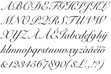 Based on the handwriting of English writing master Charles Snell Based on the handwriting of English writing master Charles Snell