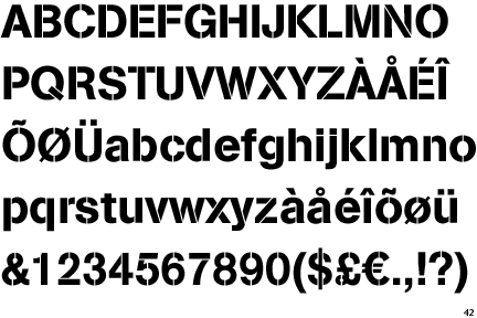 Information about the font AG Book Stencil BQ and where to buy it
