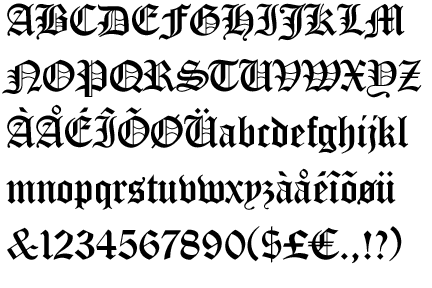 Information about the font EF Old English and where to buy it