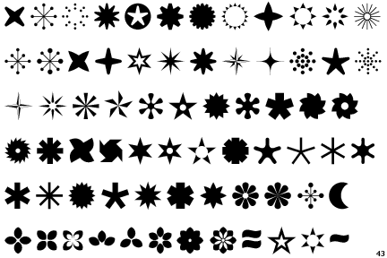 Information about the font FF Dingbats 20 Stars and Flowers and where to