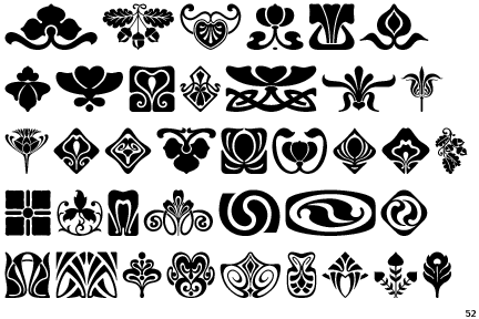 art nouveau font. Art Nouveau Ornaments