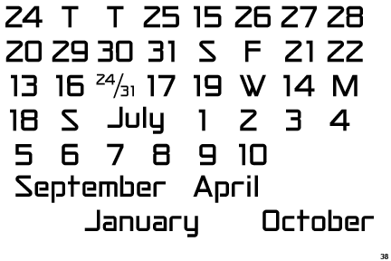 Calendar Font One