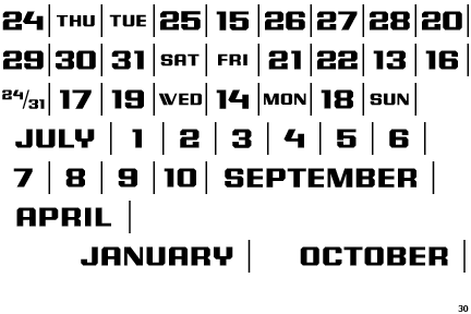 Calendar Font Two