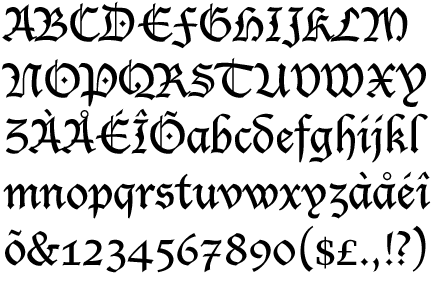 Information about the font Lucida Blackletter and where to buy it