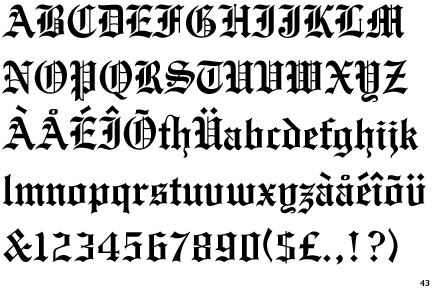 Information about the font Old English Monotype and where to buy it