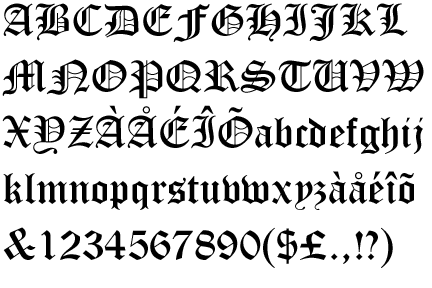 Information about the font Old English Text and where to buy it