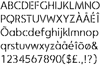 Information about the font Faricy Stencil and where to buy it