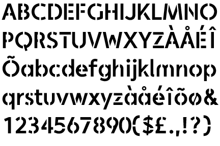 Information about the font Faricy Stencil Bold and where to buy it