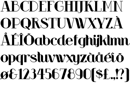 A comical Art Deco font inspired by the work of Otto Heim.