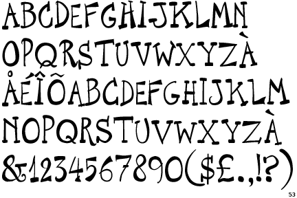 A capitalsonly font based on the lettering of the composer John Cage