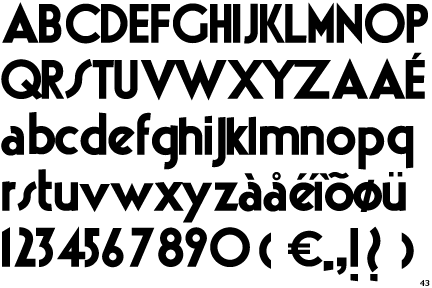 Italian Art Deco Font. seen on Italian art deco