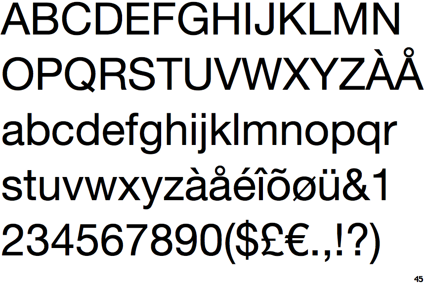 il font helvetica