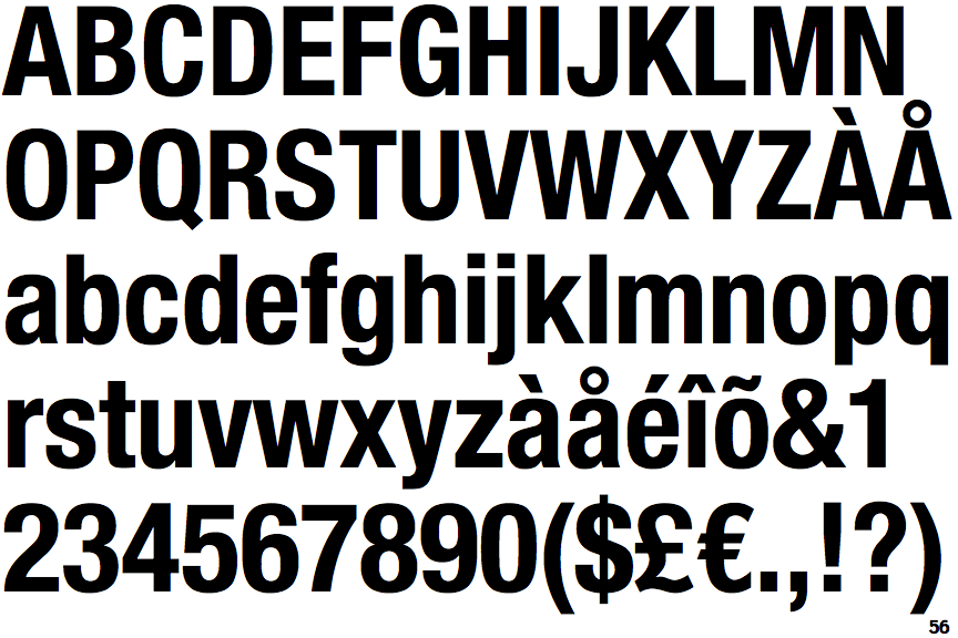 Asistir página Collar Differences - Neue Helvetica Condensed Bold & Impact (URW)