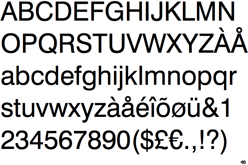 il font helvetica