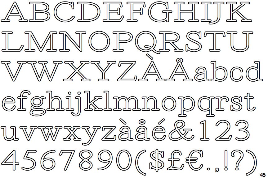 Times New Roman Outline Font