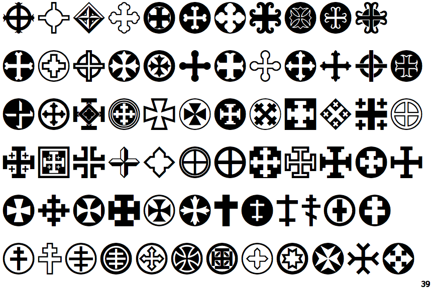 Identifont Cross Ornaments