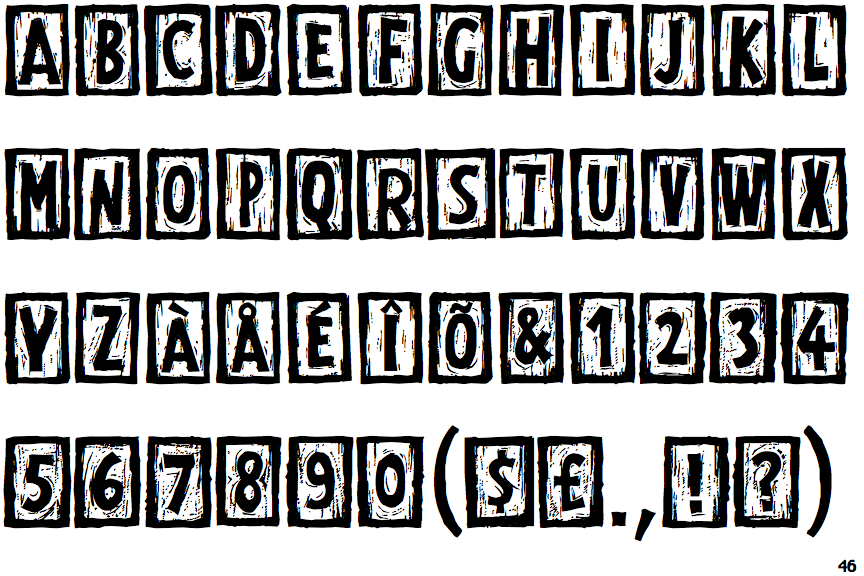 Identifont ITC Digital Woodcuts Open