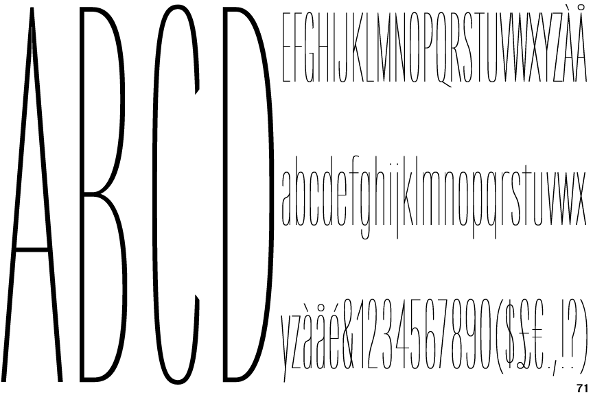 Identifont Origin Super Condensed Ultra Light
