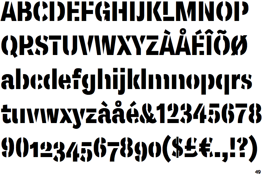 Plan Grotesque Stencil Condensed Bold